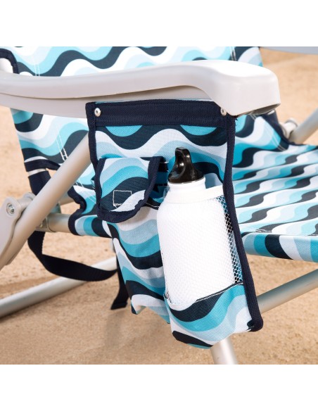 Chaise de plage basse XL multi-positions 50x58x80 cm bleu