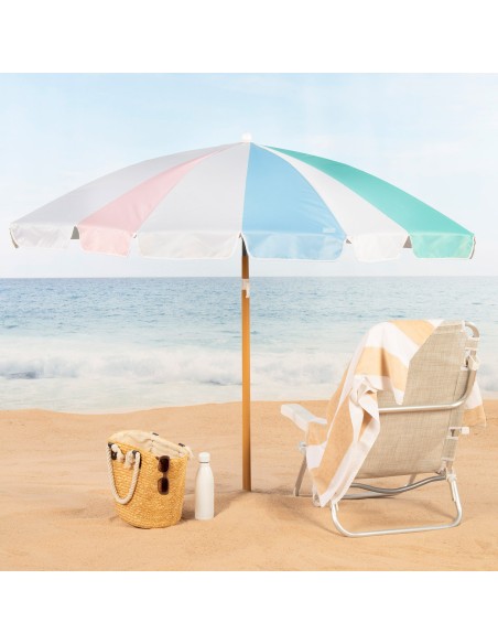 Parasol de plage 8 baleines, 200 cm, arc-en-ciel