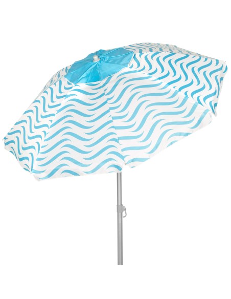 Parapluie de plage coupe-vent 8 mâts 220 cm vagues