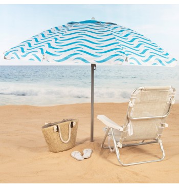 Parapluie de plage coupe-vent 8 mâts 220 cm vagues 2