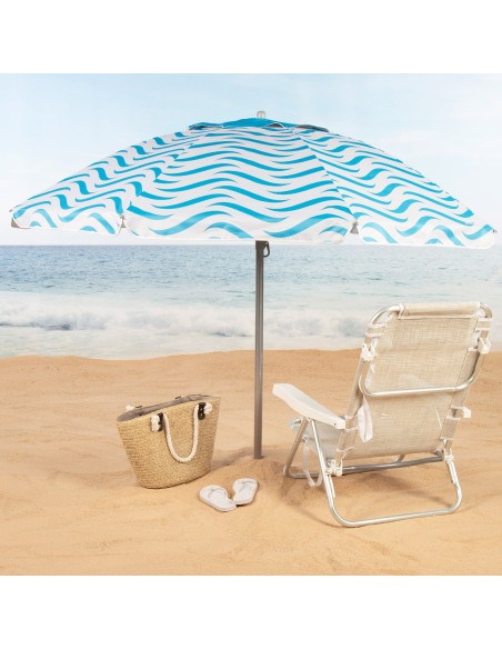 Parapluie de plage coupe-vent 8 mâts 220 cm vagues
