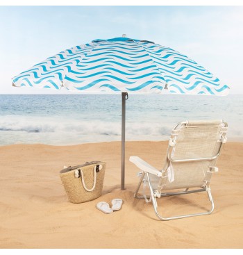 Parapluie de plage coupe-vent 8 cannes 200 cm vagues 2