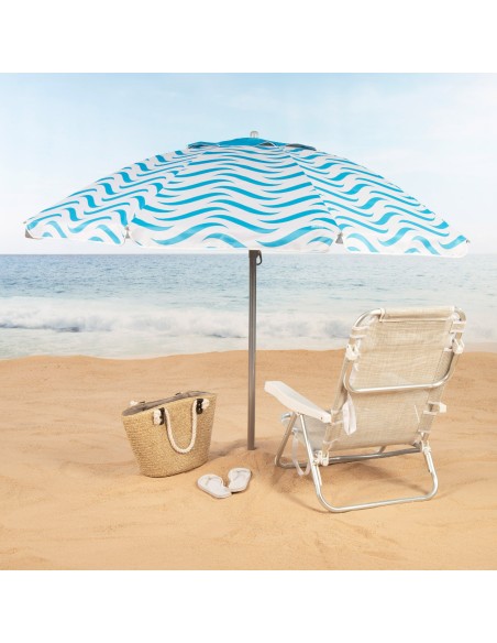Parapluie de plage coupe-vent 8 cannes 200 cm vagues
