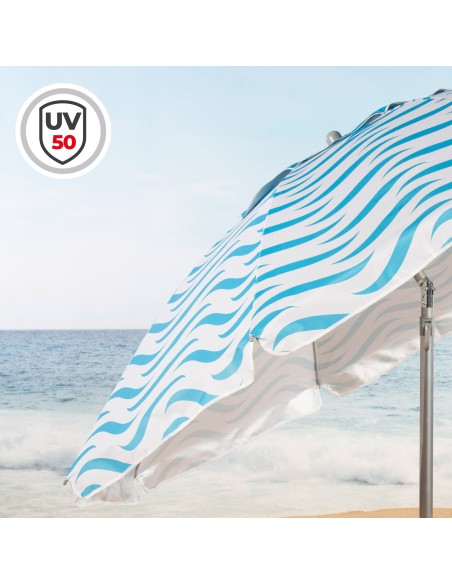 Parapluie de plage coupe-vent 8 cannes 200 cm vagues