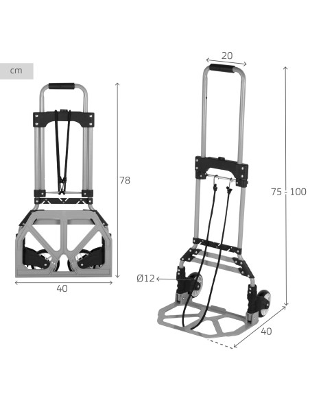 Chariot multifonction extensible 40x40x75/100 cm