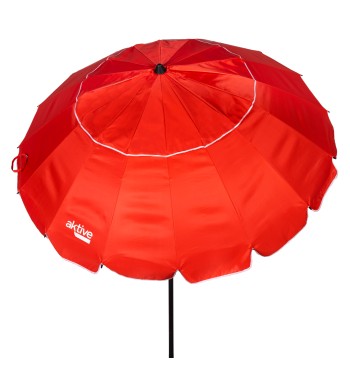Parapluie de plage coupe-vent 16 tiges 220 cm rouge