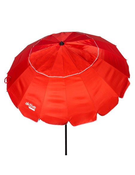 Parapluie de plage coupe-vent 16 tiges 220 cm rouge