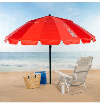 Parapluie de plage coupe-vent 16 tiges 220 cm rouge 2