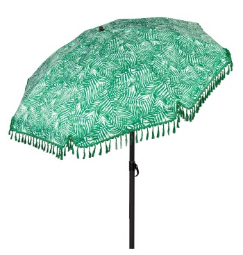 Parapluie de plage 8 tiges 180 cm feuilles avec franges