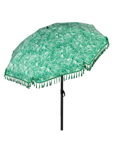 Parapluie de plage 8 tiges 180 cm feuilles avec franges