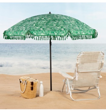 Parapluie de plage 8 tiges 180 cm feuilles avec franges 2