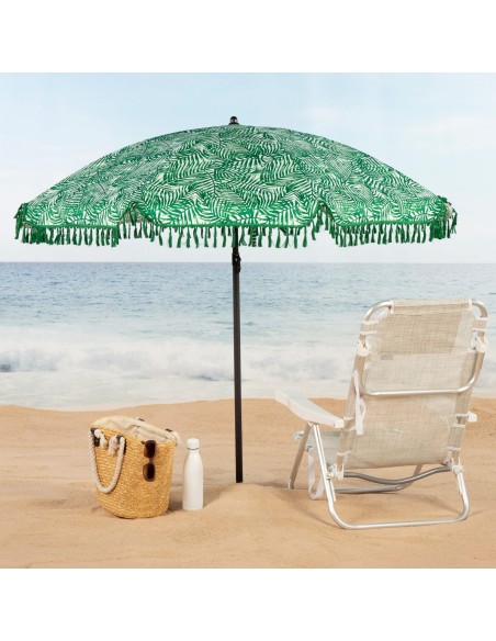 Parapluie de plage 8 tiges 180 cm feuilles avec franges
