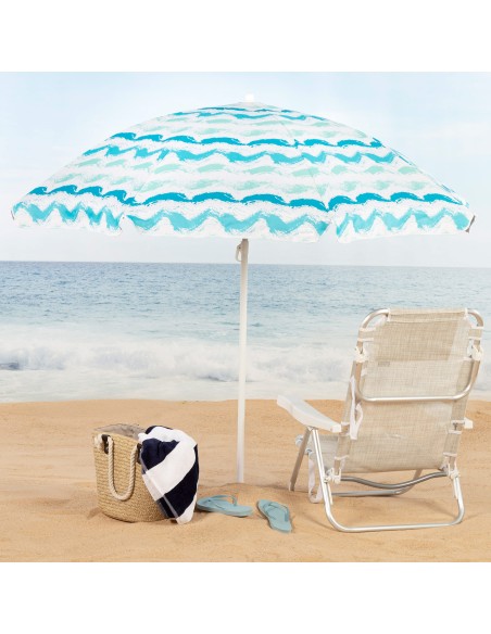 Parapluie de plage 8 cannes 200 cm vagues
