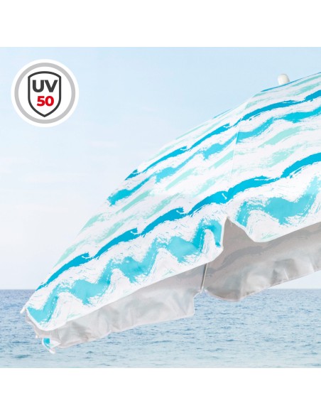 Parapluie de plage 8 cannes 200 cm vagues