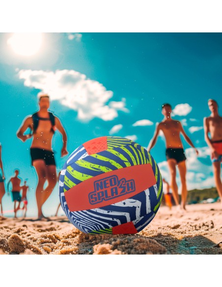 Ballon de beach-volley en néoprène multicolore 22 cm (dégonflé)