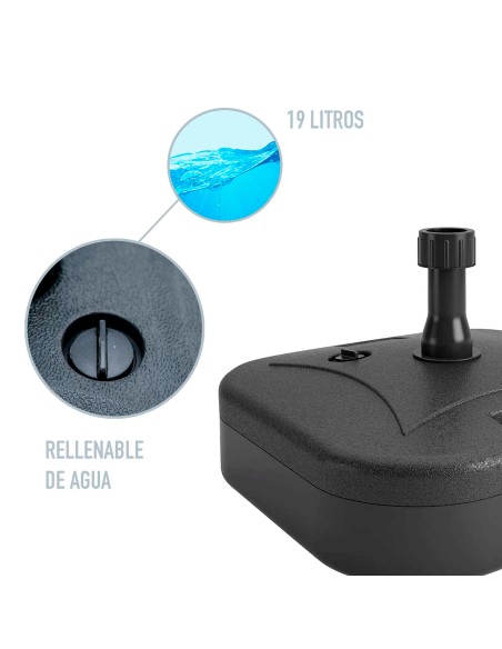 Porte-parasol en plastique rechargeable 19 kg