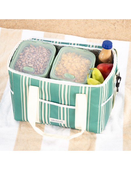 Sac isotherme 16L avec double poignée et 3 poches, design vert