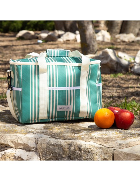 Sac isotherme 16L avec double poignée et 3 poches, design vert