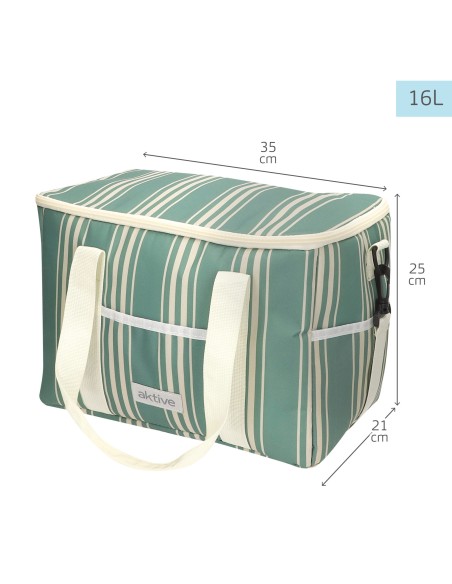 Sac isotherme 16L avec double poignée et 3 poches, design vert
