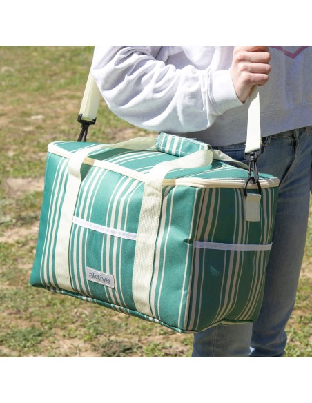 Sac isotherme 16L avec double poignée et 3 poches, design vert