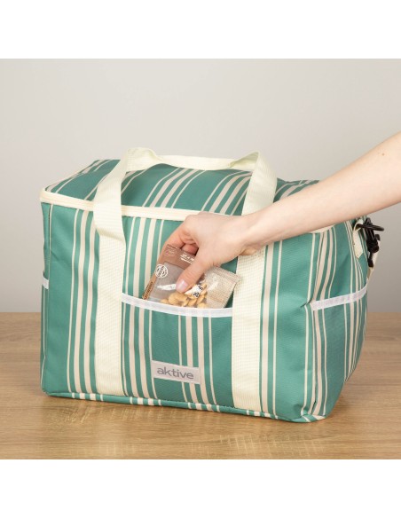 Sac isotherme 16L avec double poignée et 3 poches, design vert