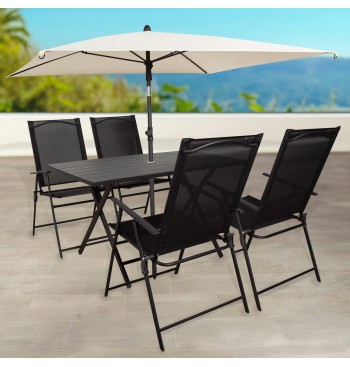 Parasol de jardin carré 175x175 cm beige avec mât inclinable 2