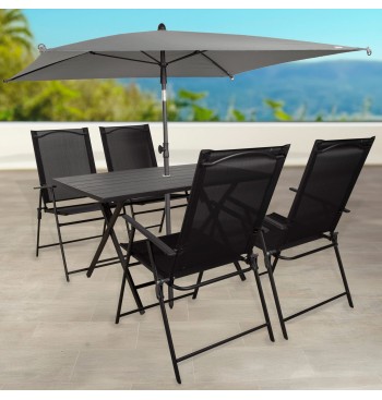 Parasol de jardin carré 175 cm gris avec mât inclinable 2