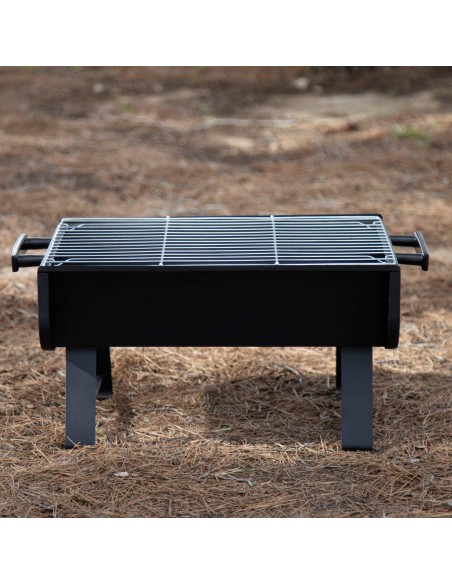 Barbecue portable au charbon de bois en acier 45x30x25 cm avec poignées latérales