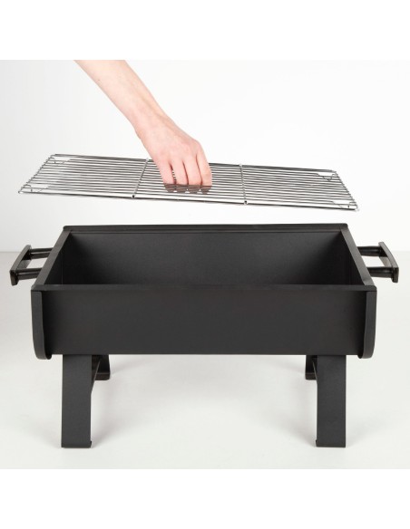Barbecue portable au charbon de bois en acier 45x30x25 cm avec poignées latérales
