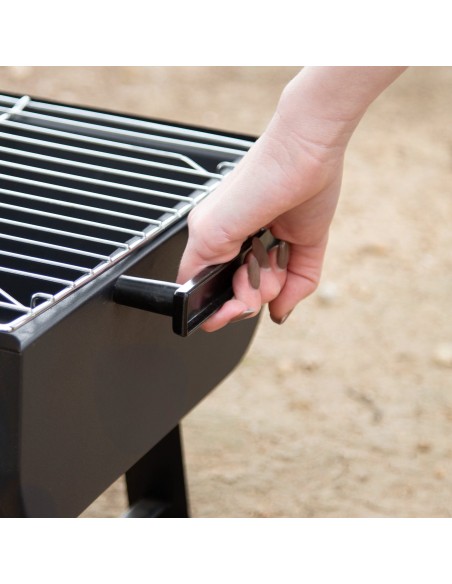 Barbecue portable au charbon de bois en acier 45x30x25 cm avec poignées latérales