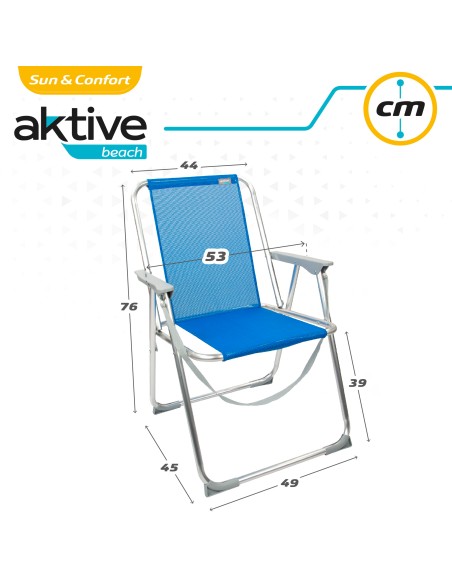 Pack de 2 chaises de plage pliantes fixes + parasol 180 cm bleu foncé