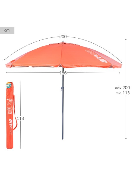 Pack 2 chaises de plage pliantes avec appui-tête + parasol coupe-vent 200 cm corail