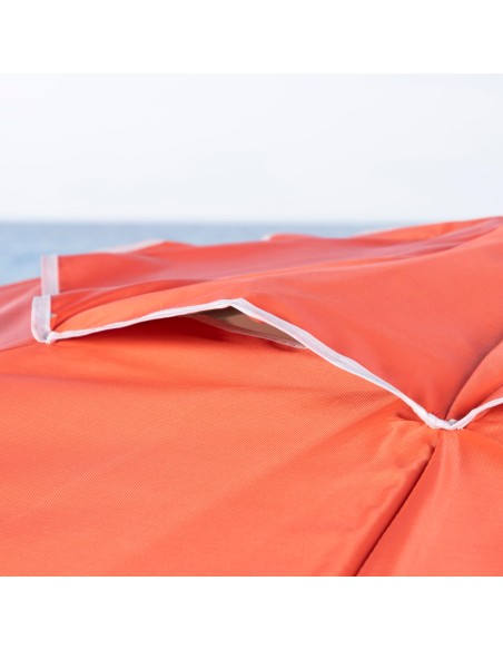 Pack 2 chaises de plage pliantes avec appui-tête + parasol coupe-vent 200 cm corail
