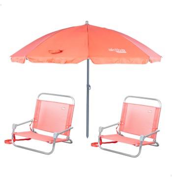 Pack de 2 chaises de plage pliantes basses fixes +...