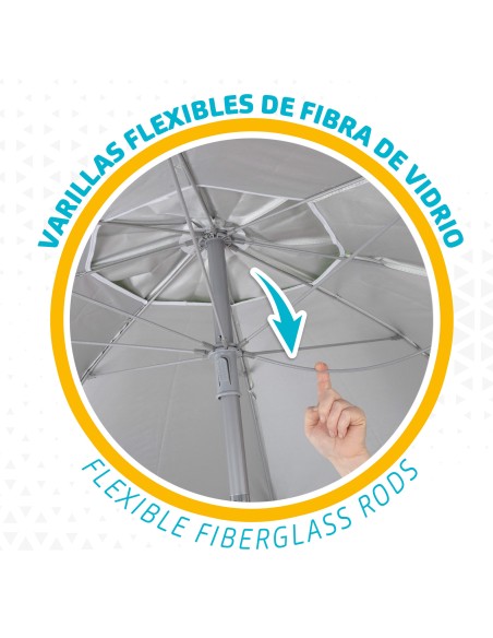 Pack 2 chaises de plage pliantes avec appui-tête + parasol coupe-vent 220 cm bleu