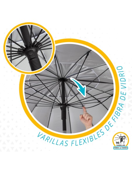 Parapluie de plage coupe-vent 16 tiges 240 cm rayures marinières