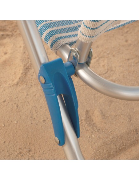 Pack 2 chaises de plage pliantes avec appui-tête et parasol coupe-vent 200 cm bleu