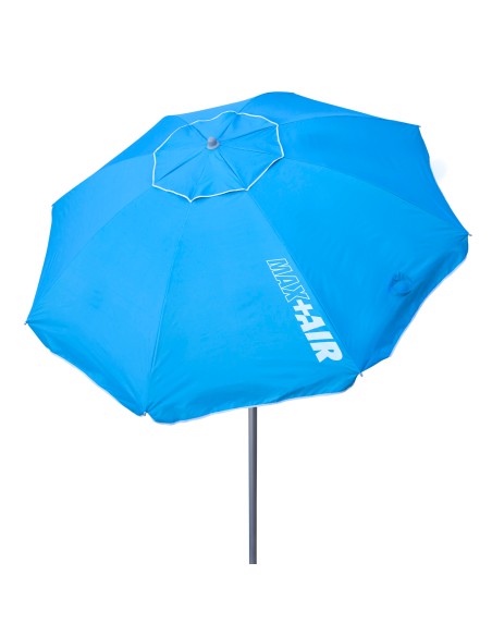 Pack 2 chaises de plage pliantes avec appui-tête et parasol coupe-vent 200 cm bleu