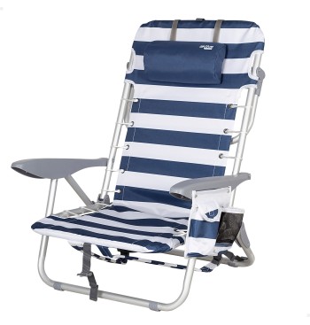Pack de 2 chaises de plage pliantes rayées avec... 2