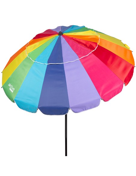 Parasol de plage coupe-vent 16 tiges 240 cm multicolore