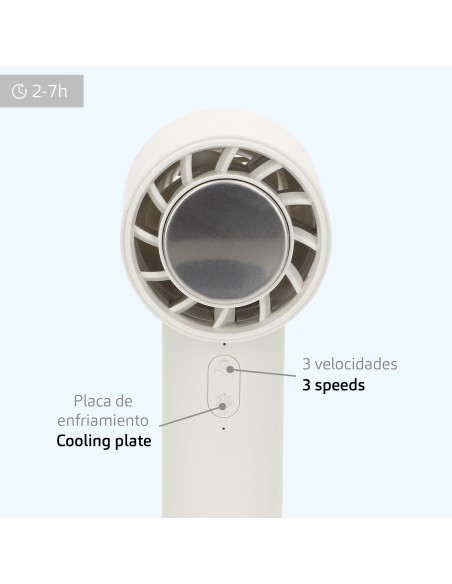 Ventilateur portable rechargeable blanc à 3 vitesses