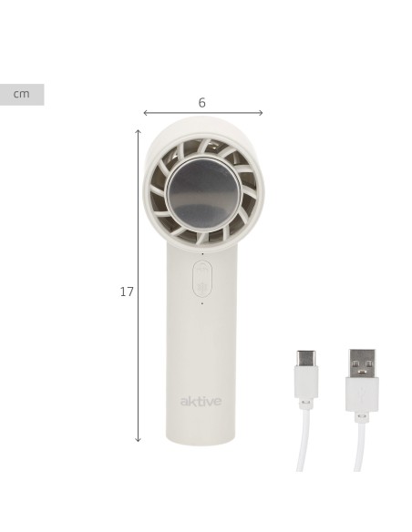 Ventilateur portable rechargeable blanc à 3 vitesses