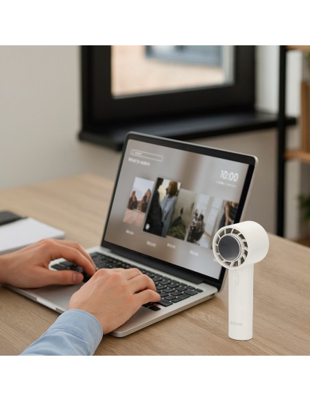 Ventilateur portable rechargeable blanc à 3 vitesses
