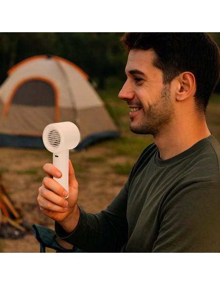 Ventilateur portable rechargeable blanc à 3 vitesses