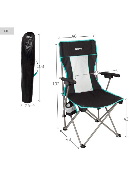 Chaise de camping pliante de luxe avec dossier en filet