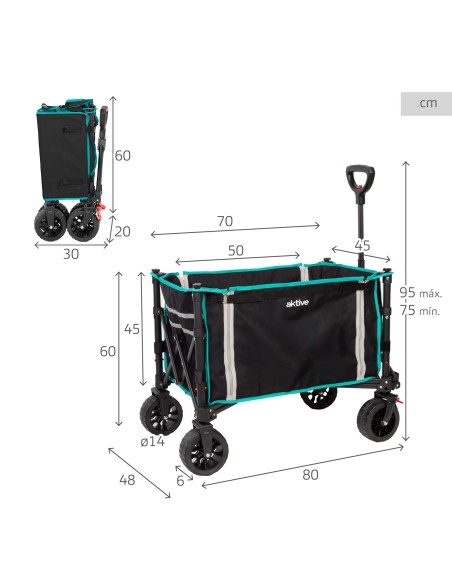 Chariot de plage pliable avec roues tout-terrain