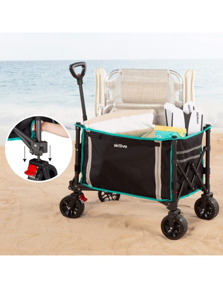 Chariot de plage pliable avec roues tout-terrain