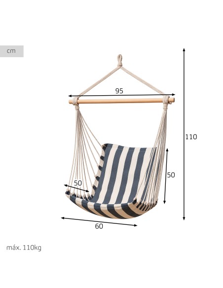 Chaise suspendue en coton et polyester rayé