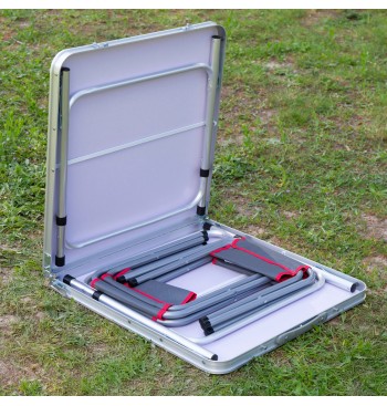 Table de camping pliante réglable en hauteur gris avec 4... 2