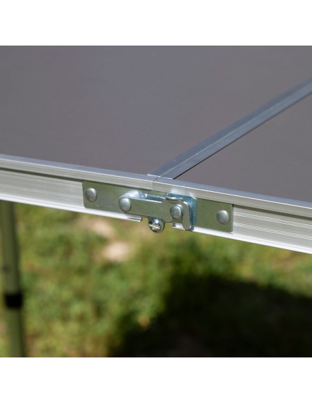 Table de camping pliante réglable en hauteur gris avec 4 tabourets